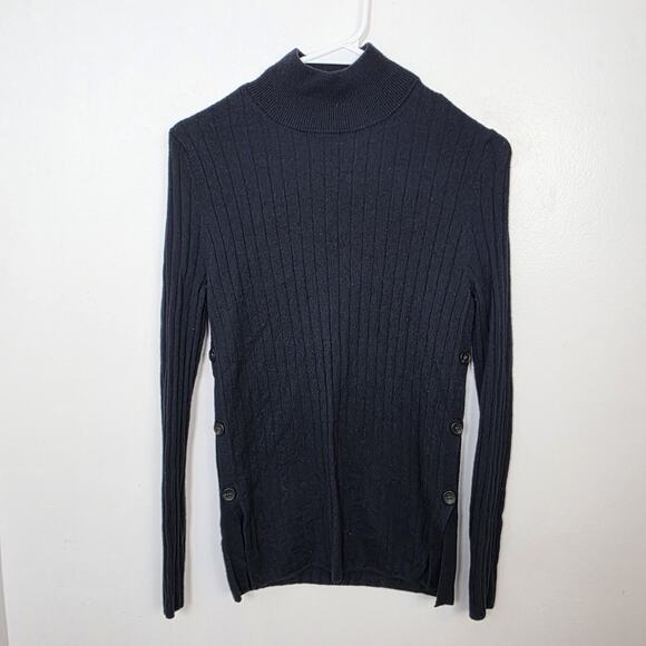 Zara Black Ribbed Fitted Wool Minimalist Quiet Luxury Sweater + Skirt Set Size S - Picture 4 of 9